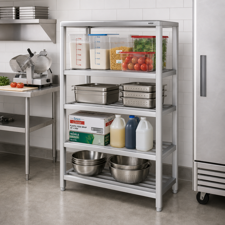 Product image #2 for Lifetime Tough 4-Shelf Tubular Aluminum Dunnage Shelving Rack, 54 x 20 x 64 Inches