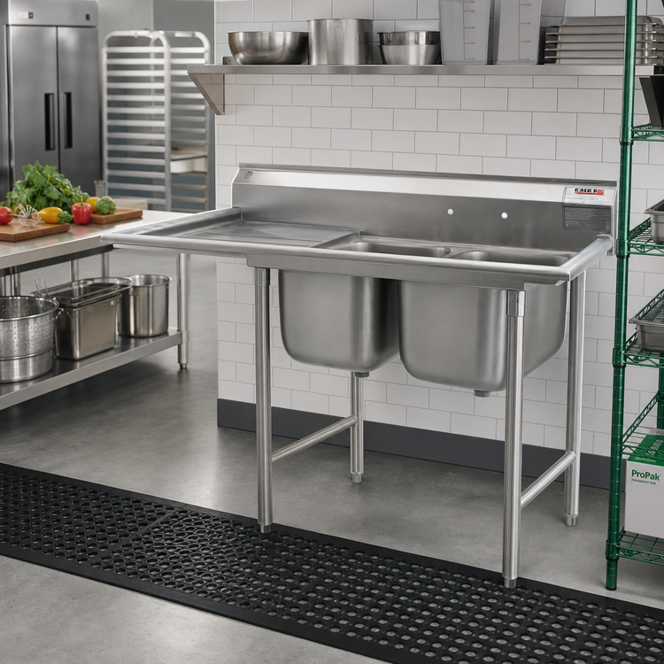 Product image #2 for Eagle Group 69-Inch 2-Compartment Sink With 18-Inch Left Drainboard