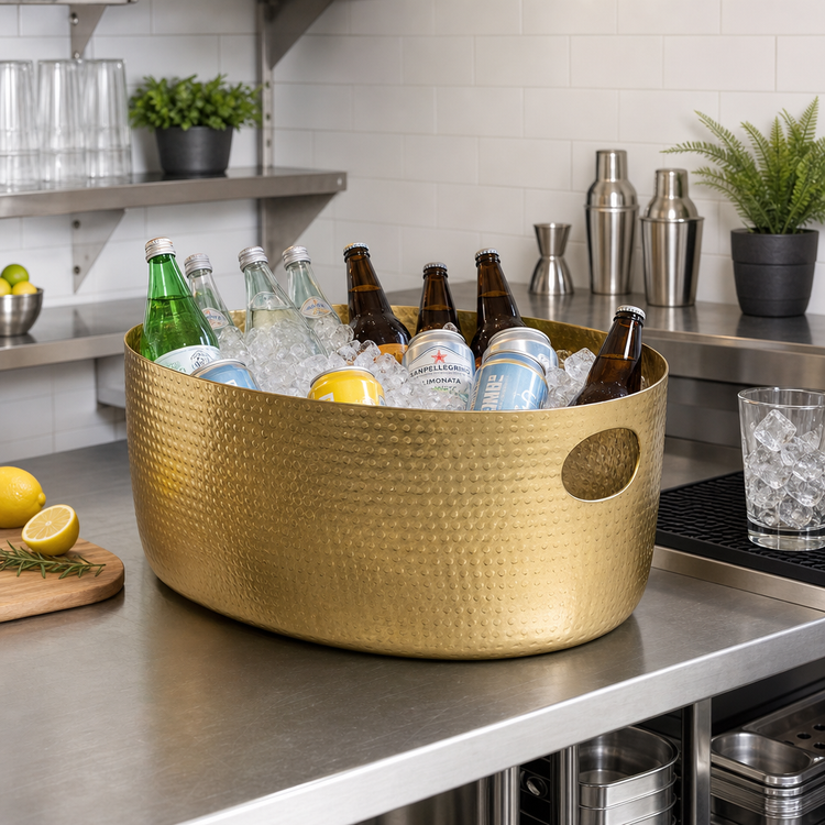 Product image #2 for American Metalcraft Oval Hammered Gold Aluminum Beverage Tub, 16-1/4 Qt.