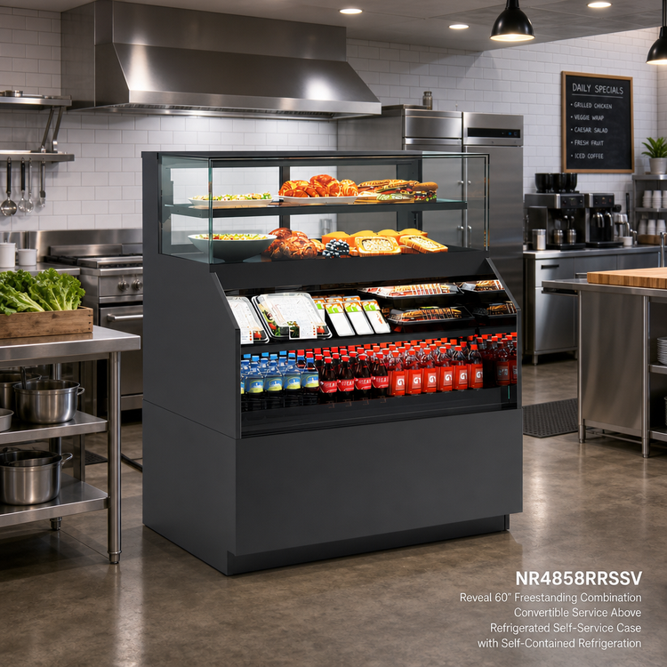 Product image #2 for Reveal 60 Inch Freestanding Combination Convertible Service Above Refrigerated Self-Service Case with Self-Contained Refrigeration