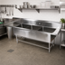 Thumbnail image #2 for John Boos Pro-Bowl 3-Compartment Sink with Dual 18-Inch Drainboards, 14-Gauge Stainless Steel