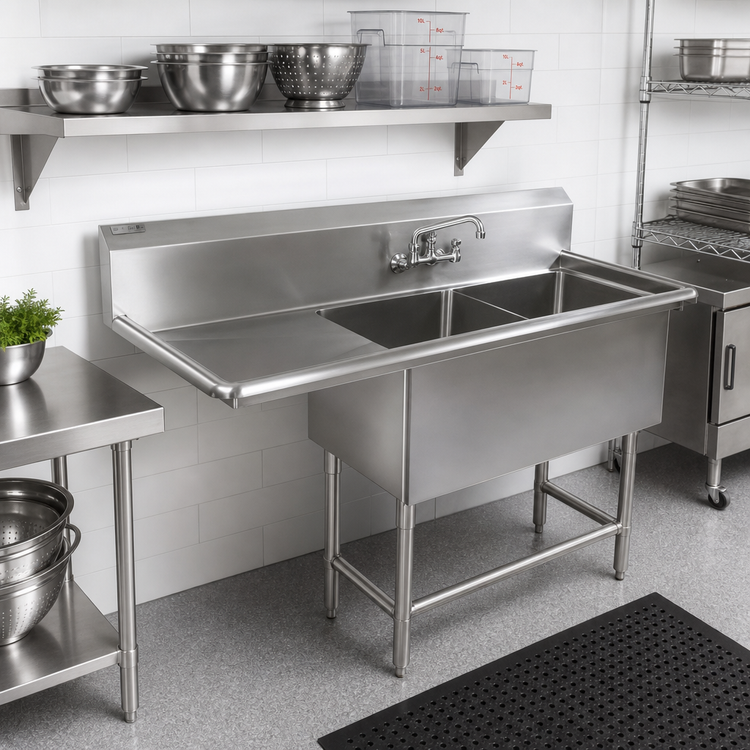 Product image #2 for John Boos Pro-Bowl 2-Compartment Stainless Steel Sink with Left Drainboard, 58-3/16 x 23-1/2 x 44-1/16 Inches