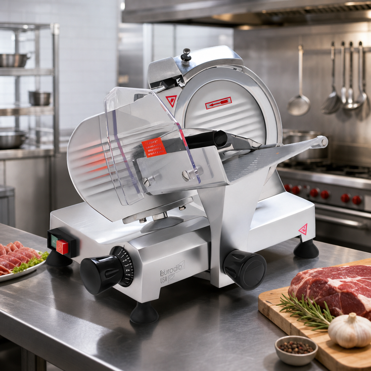Product image #2 for Eurodib USA 9-Inch Gravity Feed Meat Slicer with Belt Drive and Blade Sharpener