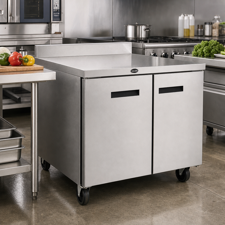 Product image #2 for Randell Custom & Serving 36-Inch Two-Section Worktop Freezer with Solid Doors
