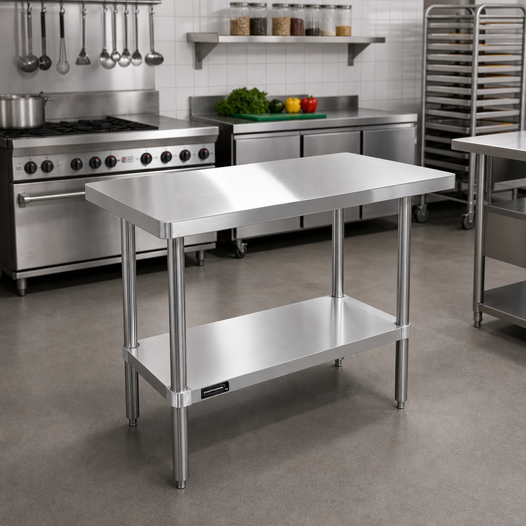 Product image #2 for 48" x 30" 16-Gauge 304 Stainless Steel Work Table with Undershelf