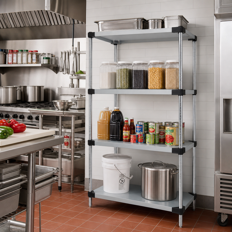 Product image #2 for Quantum 42"W x 18"D x 86"H Solid Stainless Steel Shelving Starter Kit