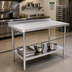 Thumbnail image #2 for 84-Inch x 30-Inch Heavy-Duty Stainless Steel Work Table with 2-Inch Backsplash and Undershelf