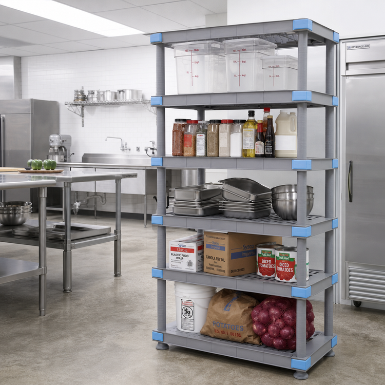 Product image #2 for Quantum Millenia 42" x 18" x 62" Gray Stationary Polymer Starter Shelving Unit