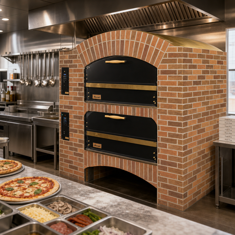 Product image #2 for Marsal MB-866 Stacked Double-Deck Gas Brick-Lined Pizza Oven