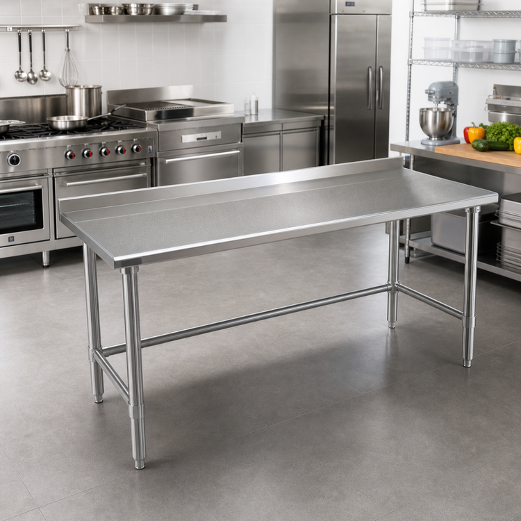 Product image #2 for Spec-Master 72-Inch x 24-Inch Stainless Steel Work Table with 1-1/2-Inch Rear Upturn and Open Stainless Steel Base