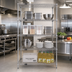 Thumbnail image #2 for Quantum 60 in. W x 12 in. D x 63 in. H 304 Stainless Steel Stationary Wire Shelving Starter Kit, 5 Shelves