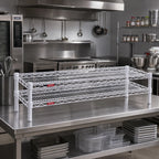 Thumbnail image #2 for Eagle Group QuadTruss HDFCM1460W 2-Tier Front Case Merchandise Wire Shelving Unit, 60W x 14D x 14H, White Epoxy