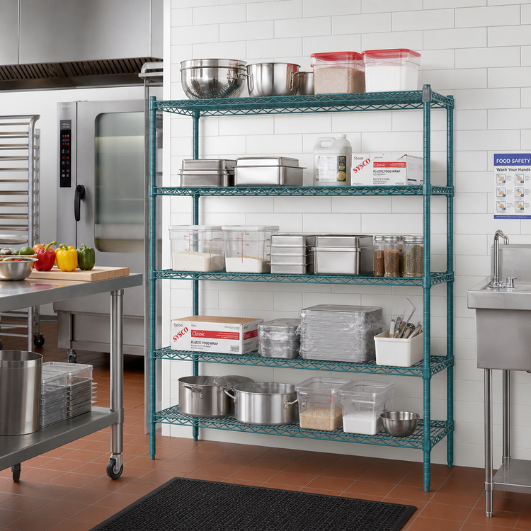 Product image #2 for EagleGard 5-Tier Add-On Wire Shelving Unit, 72 x 18 x 74 Inches, QuadTruss® Shelves, Blue-Green Hybrid Epoxy Finish