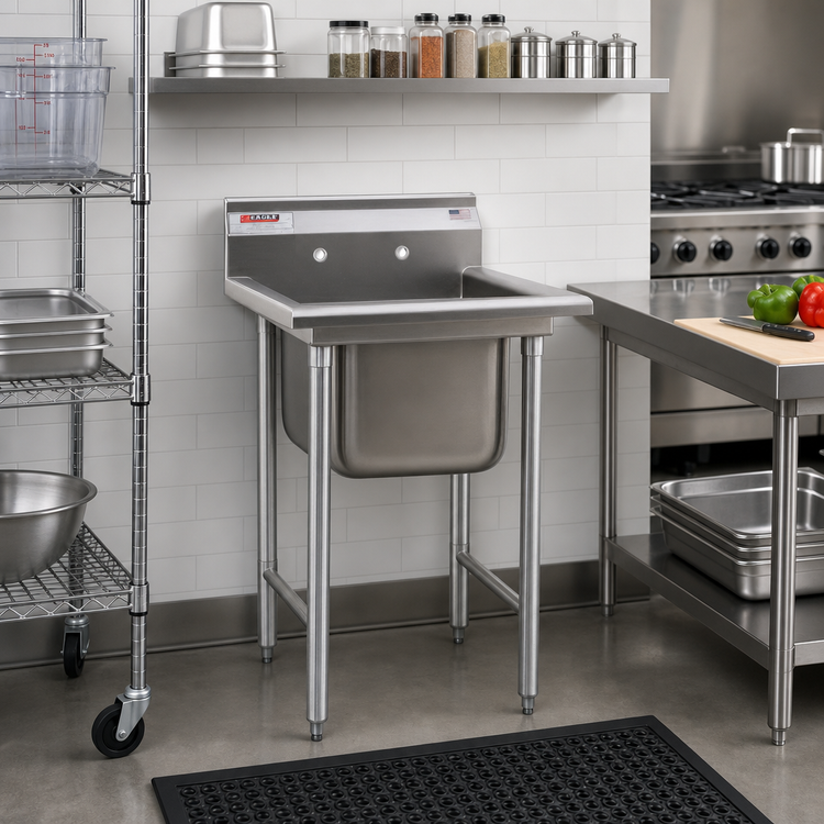 Product image #2 for Eagle Group 314 Series 304 Stainless Steel 1-Compartment Sink with Right Drainboard