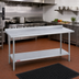 Thumbnail image #2 for Duke 144-Inch x 30-Inch 14-Gauge 300 Series Stainless Steel Work Table with 1-1/8-Inch Riser and Galvanized Undershelf