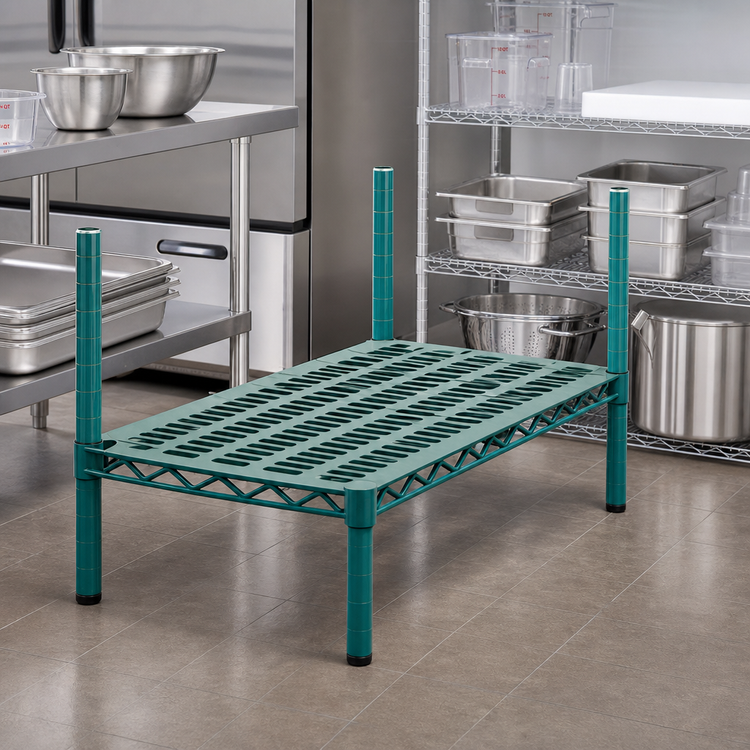 Product image #2 for QuadPlus Louvered Polymer Shelf Mat with Quad-Adjust Wire Frame, 36 x 21 Inches, Green