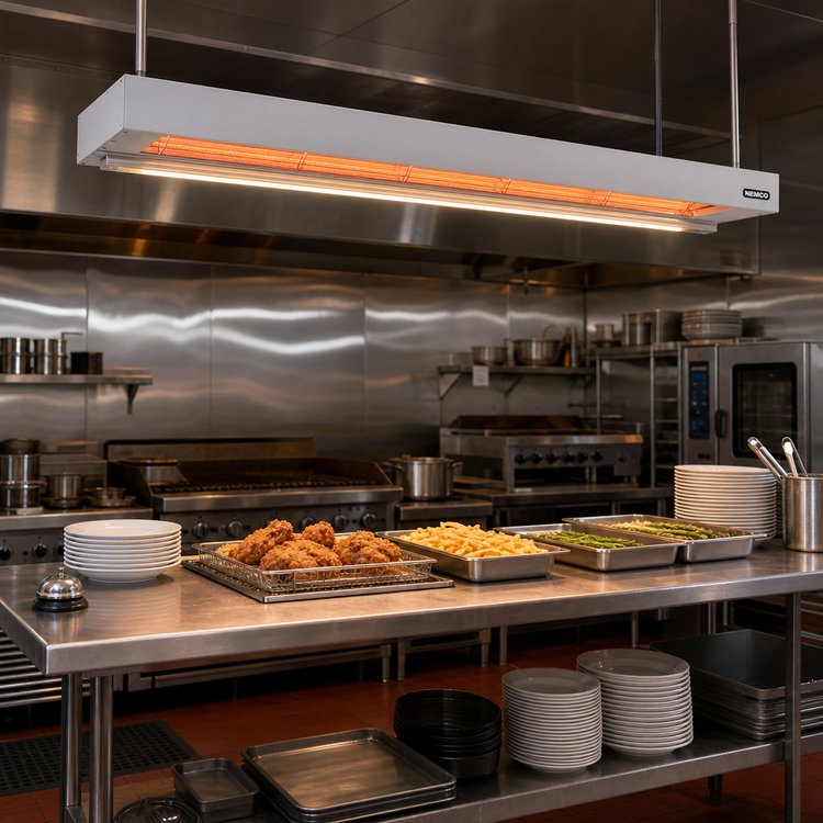 Product image #2 for Nemco 60-Inch Dual Remote-Control Infrared Strip Heat Lamp with Lights, 208V