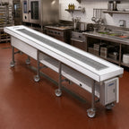 Thumbnail image #2 for Dinex DXIESSB10 10-Foot Variable-Speed Lexan Slat Belt Tray Make-Up Conveyor