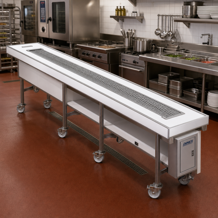 Product image #2 for Dinex DXIESSB10 10-Foot Slat Belt Tray Make-Up Motorized Conveyor