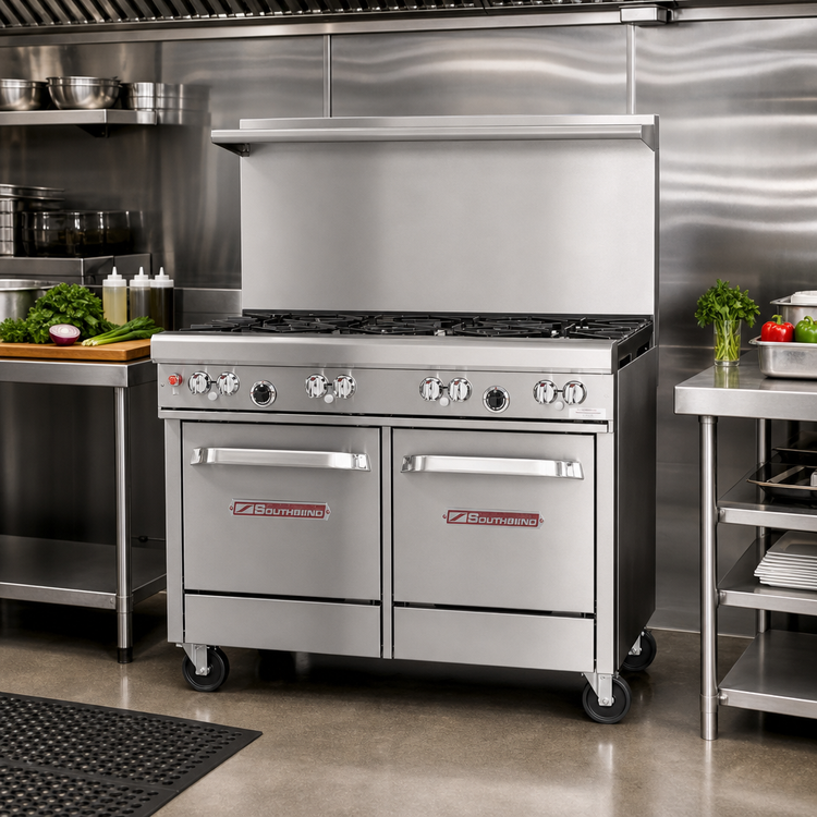 Product image #2 for Southbend Ultimate 48-Inch Commercial Gas Restaurant Range with 7 Burners and 2 Space Saver Ovens