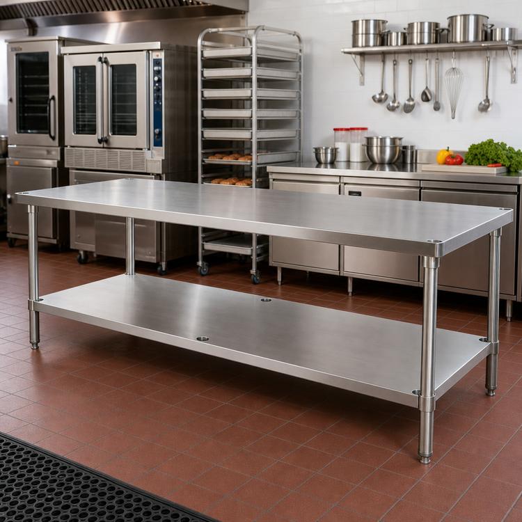 Product image #2 for Advance Tabco 132" x 36" 18-Gauge 400-Series Stainless Steel Work Table Undershelf