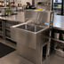 Thumbnail image #3 for BK Resources Slim-Line Two-Compartment Underbar Sink with Dual Drainboards, 48 Inch Wide