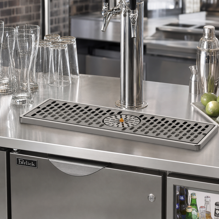 Product image #2 for Perlick 6000 Series 28-Inch Surface-Mount Drainer with Built-In Center Rinser, Stainless Steel