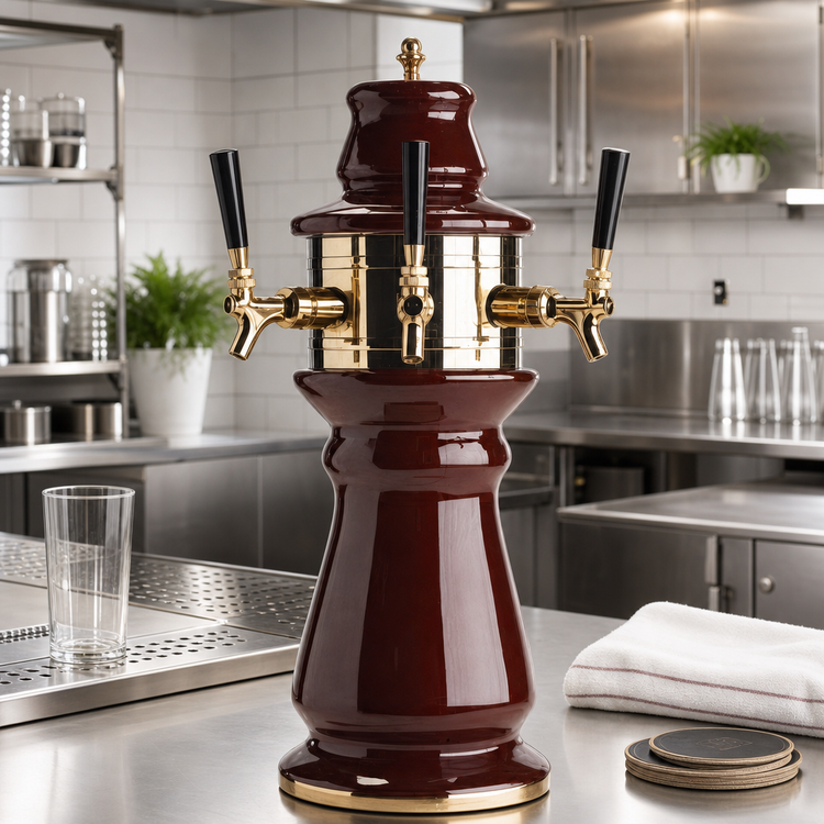Product image #2 for Micro Matic Vienna Ceramic Countertop Air-Cooled 3-Faucet Draft Beer Tower