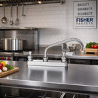 Thumbnail image #2 for Fisher 33110 Deck-Mount Manual Faucet, 8-Inch Centers, 8-Inch Swing Spout, Lever Handles, Low Lead