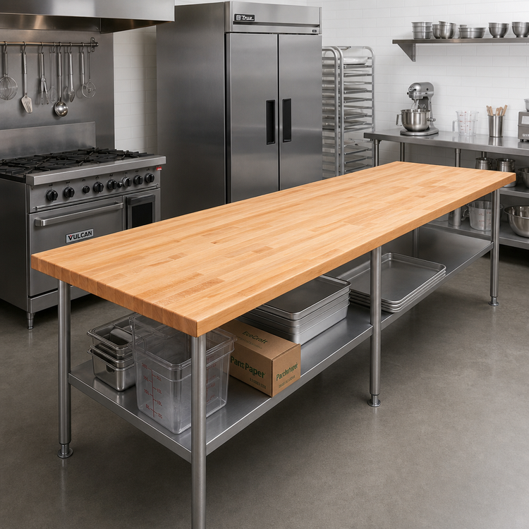 Product image #2 for John Boos 144-Inch x 24-Inch x 2-1/4-Inch Northern Hard Rock Maple Edge Grain Work Table Top