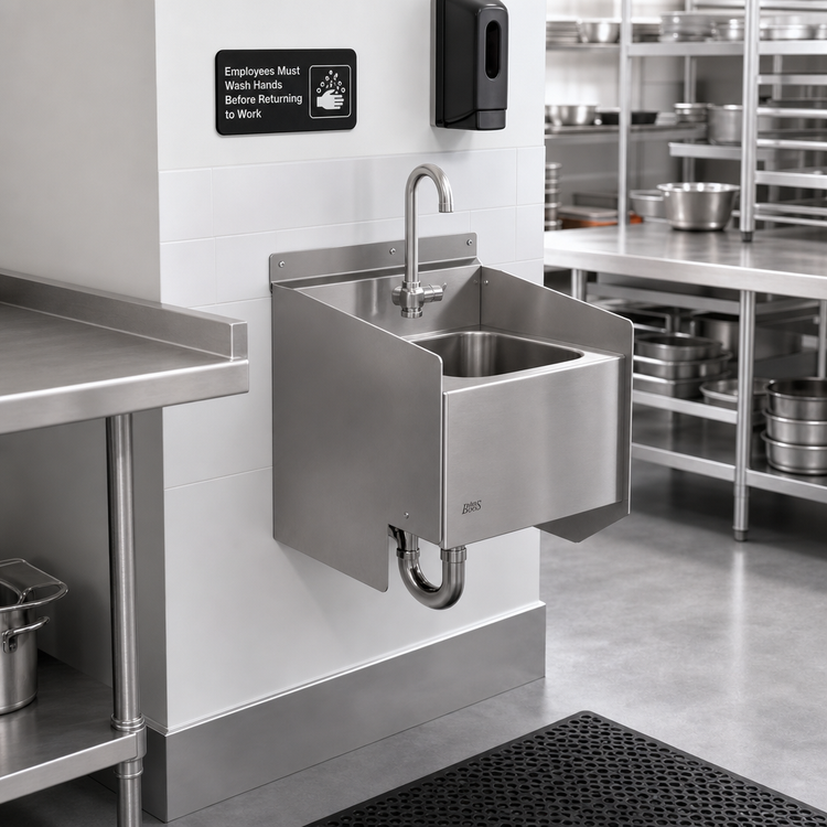 Product image #2 for John Boos Stainless Steel Splash Mount Apron for PBHS 9" x 9" Wall Mount Hand Sink