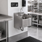 Thumbnail image #2 for John Boos PBHS-APN-0909-S-KV1 Stainless Steel Splash-Mount Apron for 9" x 9" Wall-Mount Hand Sink, Single Pedal Knee Valve Compatible