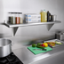 Thumbnail image #2 for Advance Tabco 120 Inch x 10 Inch Wall-Mounted 430 Stainless Steel Shelf with Bullnose Edge and Rear Turn-Up