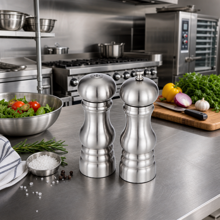 Product image #2 for American Metalcraft Stainless Steel Salt & Pepper Mill/Shaker Set, 6 Inch High
