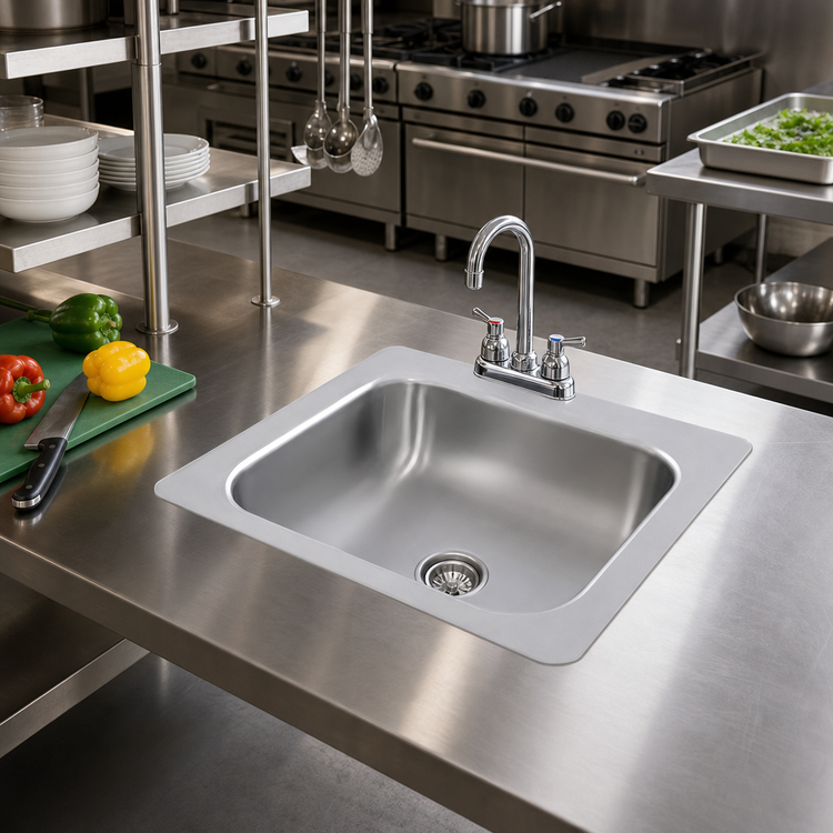 Product image #2 for Advance Tabco Smart Series Single Bowl Drop-In Sink, 23 x 21 Inch Overall, 20 x 16 x 10 Inch Bowl