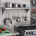 Thumbnail image #2 for BK Resources Economy Wall-Mount T-430 Stainless Steel Pot Rack Shelf, 24 x 12 Inches