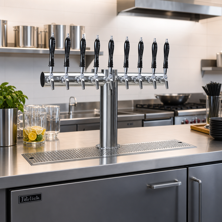 Product image #2 for Perlick Avenue 8-Faucet Countertop Glycol-Cooled T-Pipe Draft Beer Tower