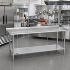Thumbnail image #2 for Duke Manufacturing 316-30120-2R 120 x 30-Inch Stainless Steel Work Table, 16-Gauge 300-Series Top, 1-1/8-Inch Riser, Galvanized Undershelf