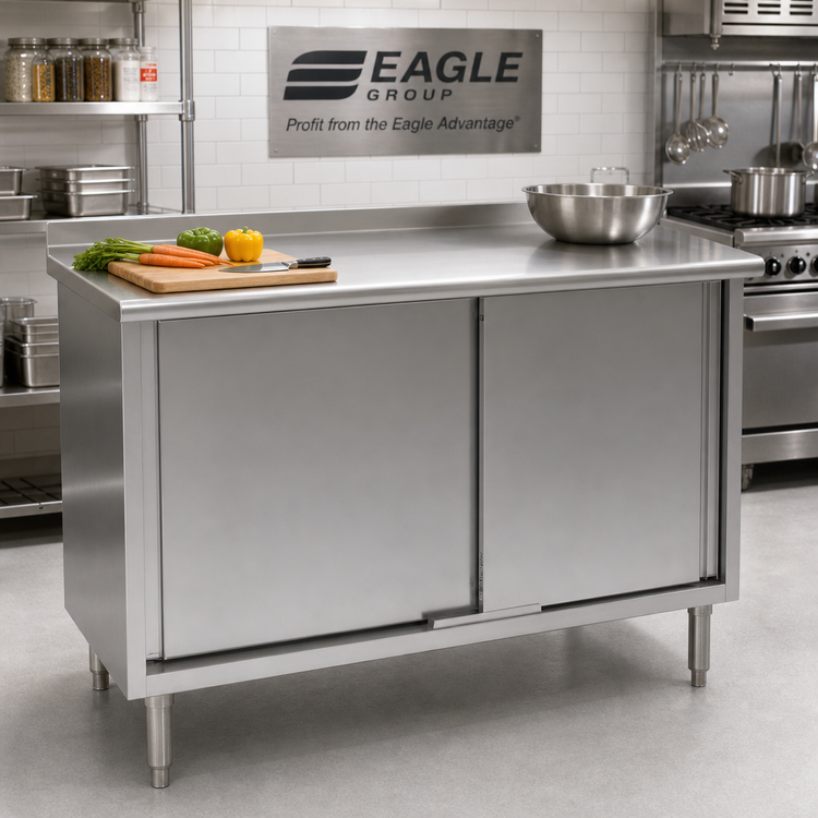 Product image #2 for Eagle Group Spec-Master 120-Inch W x 30-Inch D Enclosed Work Table with Cabinet Base and Sliding Doors