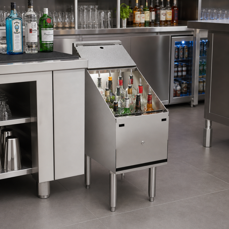 Product image #2 for Krowne Royal Series Freestanding Narrow Underbar Liquor Bottle Display Unit, 20-Bottle Capacity, 16 Inch Wide