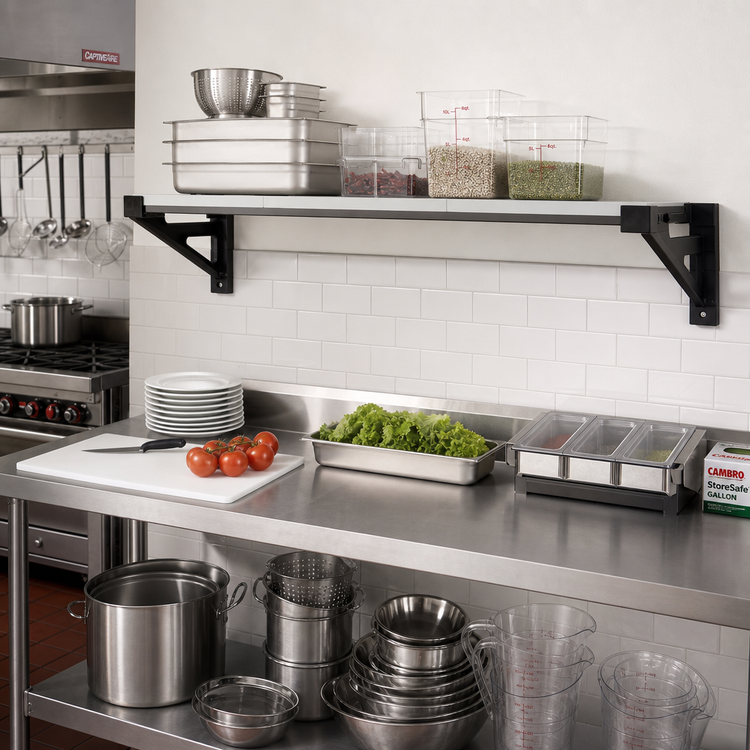Product image #2 for Cambro Camshelving Elevation Series 18-Inch x 48-Inch Wall-Mounted Vented Shelf Kit
