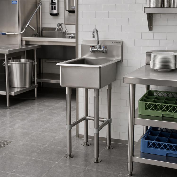Product image #2 for Advance Tabco FS-FM-2721 Freestanding Stainless Steel Service Sink with 24 x 18-Inch Bowl