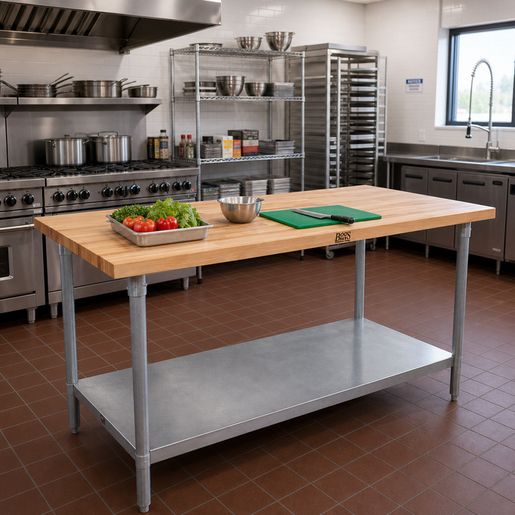 Product image #2 for John Boos HNS14 Wood Top Work Table, 120 x 30 Inch, Northern Hard Rock Maple, Galvanized Base