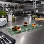Thumbnail image #2 for American Metalcraft Glacier BG159 Rectangular Rimmed Bubble Glass Platter, 15 x 9 Inches, Green Case of 10