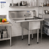 Thumbnail image #2 for Turbo Air 1-Compartment Stainless Steel Sink with 24-Inch Left-Hand Drainboard and 24 x 24 x 14 Inch Bowl