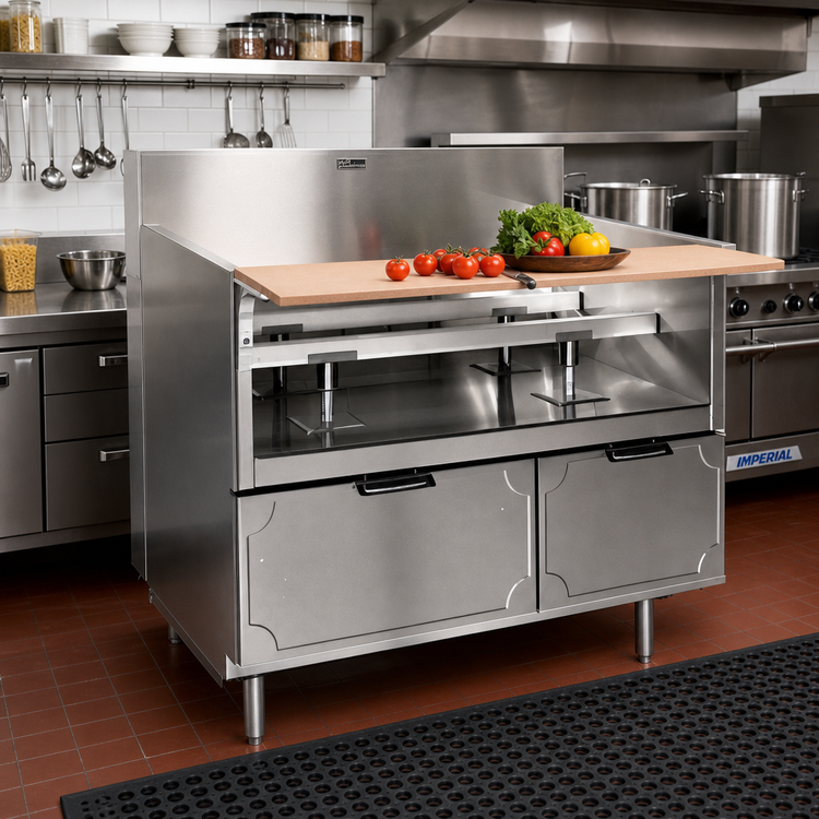 Product image #2 for La Rosa 54-Inch x 30.5-Inch Dry-Drawer Base Equipment Stand with 3 Drawers and Richlite Cutting Board