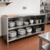 Thumbnail image #2 for John Boos 96-Inch Open Front Stainless Steel Dish Storage Cabinet with Fixed Mid-Shelf