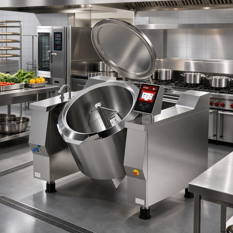 Product image #2 for Cucimix UCBTE034V1 34 Gallon Electric Tilting Skillet Braising Pan with Mixer