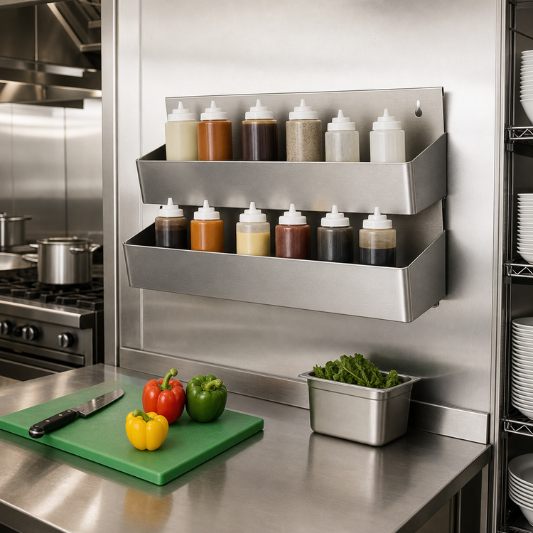 Product image #2 for 42-Inch Double-Tier Stainless Steel Speed Rack with Keyhole Mount, 20-Bottle Capacity