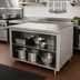 Thumbnail image #2 for Advance Tabco 96 Inch x 24 Inch Open Front Cabinet Base Work Table with Mid-Shelf, 14 Gauge 304 Stainless Steel Top and 1-1/2 Inch Rear Up-Turn